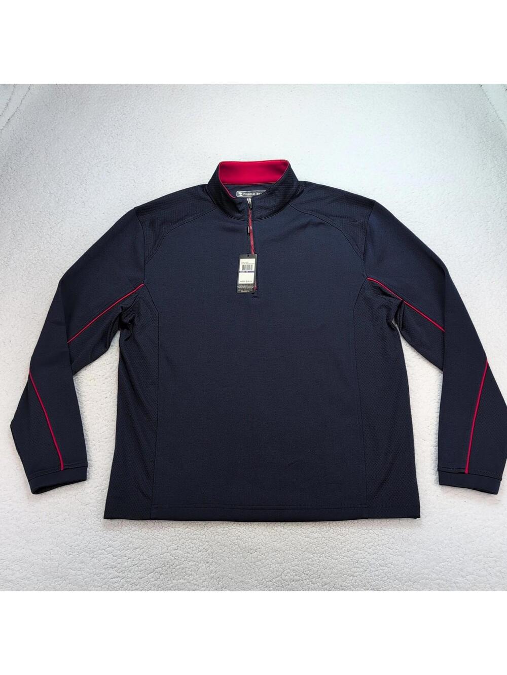 Pebble Beach Pullover Mens Medium 1/4 Zip Performance Golf Navy NWT